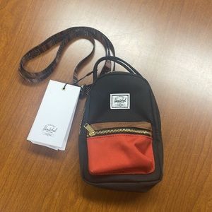 NWT Herschel Nova crossbody, Black/Saddle/Ketchup